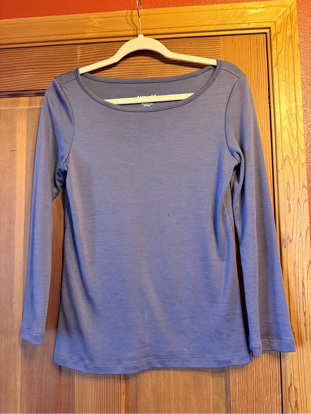 Wool& merino wool Iris Bell Long Sleeve Scoop Neck Top - Purple Fig